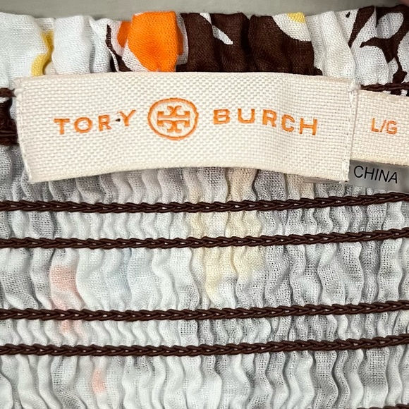 Tory Burch Floral Puff Sleeve Dress - White, Yellow, Brown - Picture 8 of 11